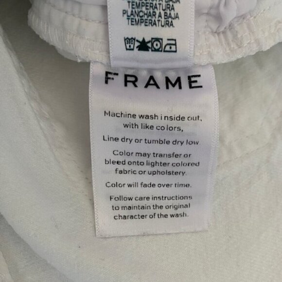 FRAME Denim Le High White Belted Frayed Fringe Hem Mini Skirt 24 - Picture 14 of 14